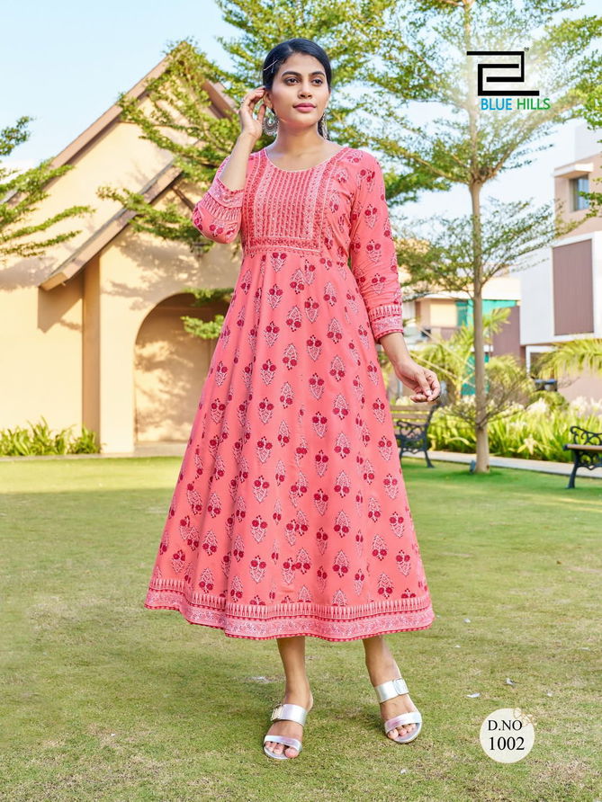 Blue Hills Zest Gown Style Anarkali Plus Size Kurtis Catalog
